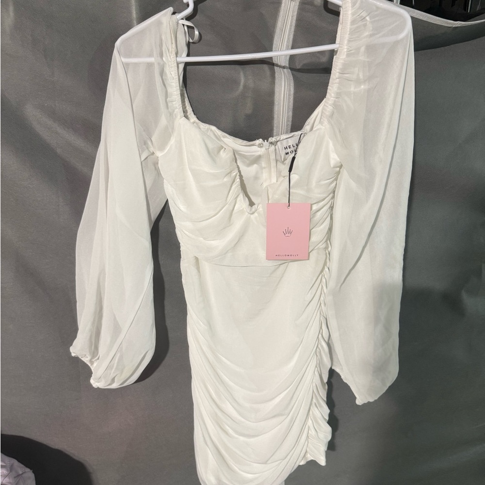 Hello Molly White Ruched Dress